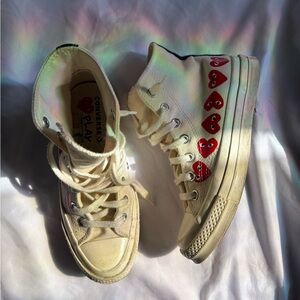 Converse CDG Comme Sneakers - Cream and Red